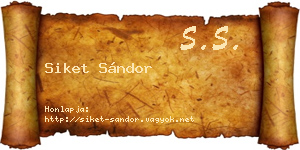 Siket Sándor névjegykártya